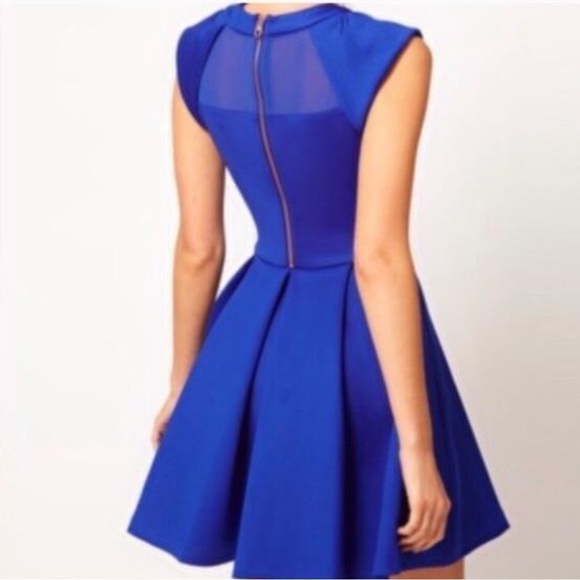 TED BAKER KIPP NEOPRENE ROYAL BLUE SKATER DRESS SIZE 2 - Picture 6 of 16